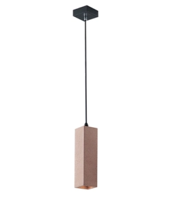 LAMPADA A SOSPENSIONE "KRUK" IN CEMENTO COLOR MATTONE, H 120 CM